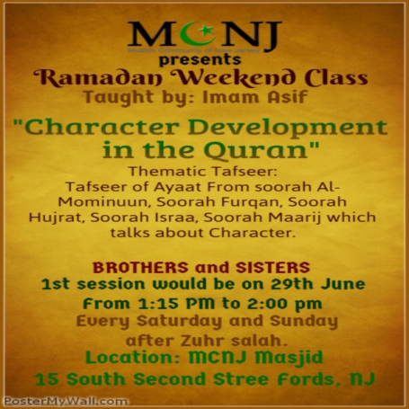 Character Development in Quran at MCNJ